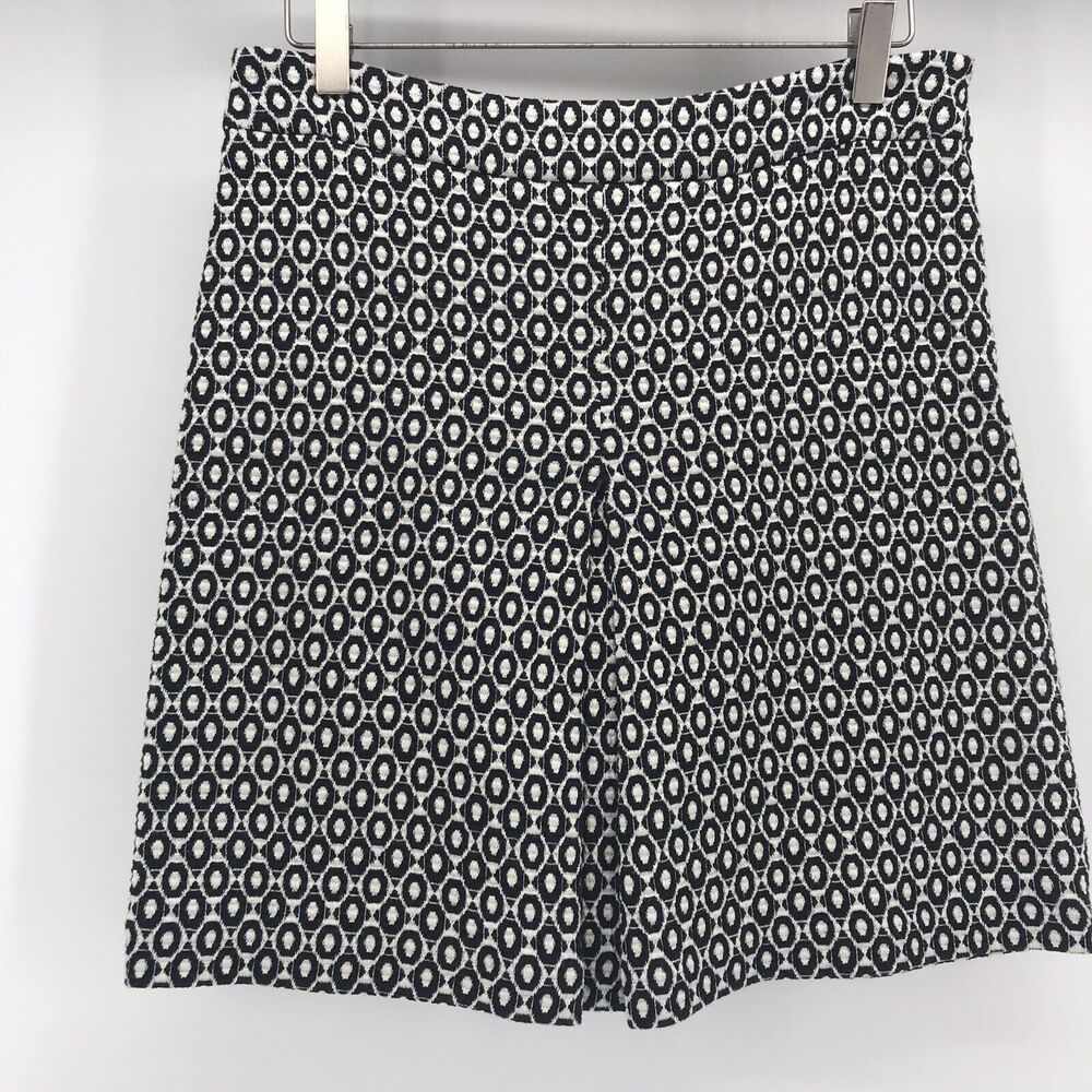 Anthropologie Trulli Mini Skirt Womens 4 Black White Silver Geometric Retro Mod